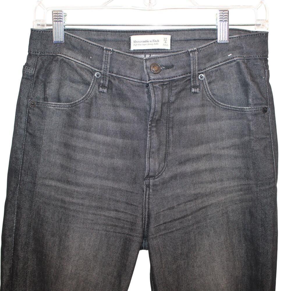 Abercrombie & Fitch Women’s High Rise Super Skinny Ankle Jeans Black 27/4 - Picture 3 of 7